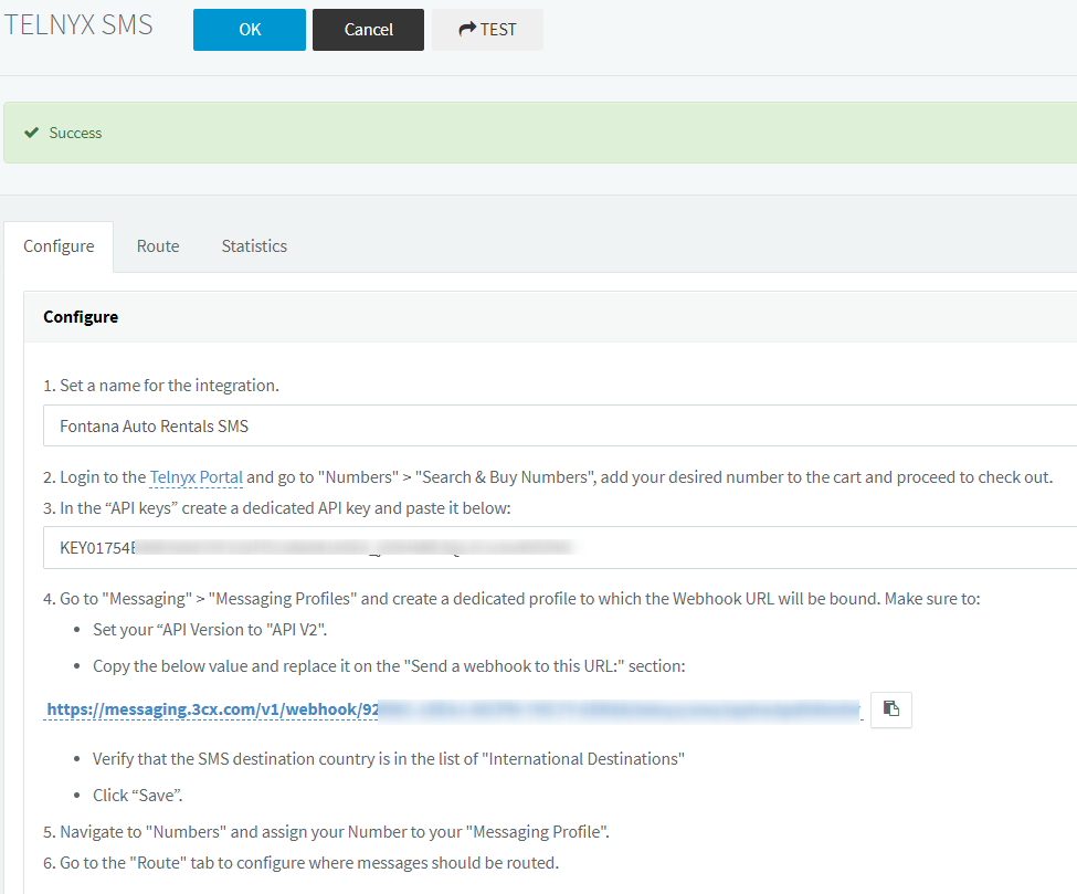 Configurando SMS en 3CX