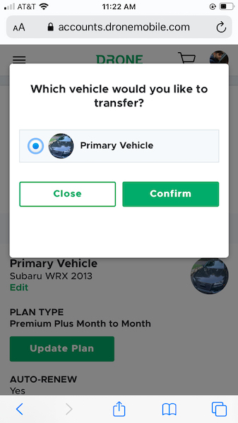paso de transferencia de vehículo dronemobile