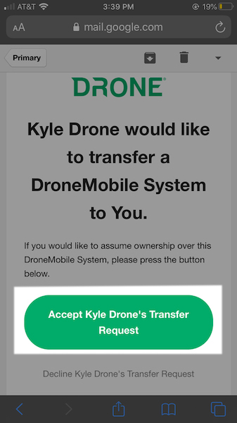 paso de transferencia de vehículo dronemobile